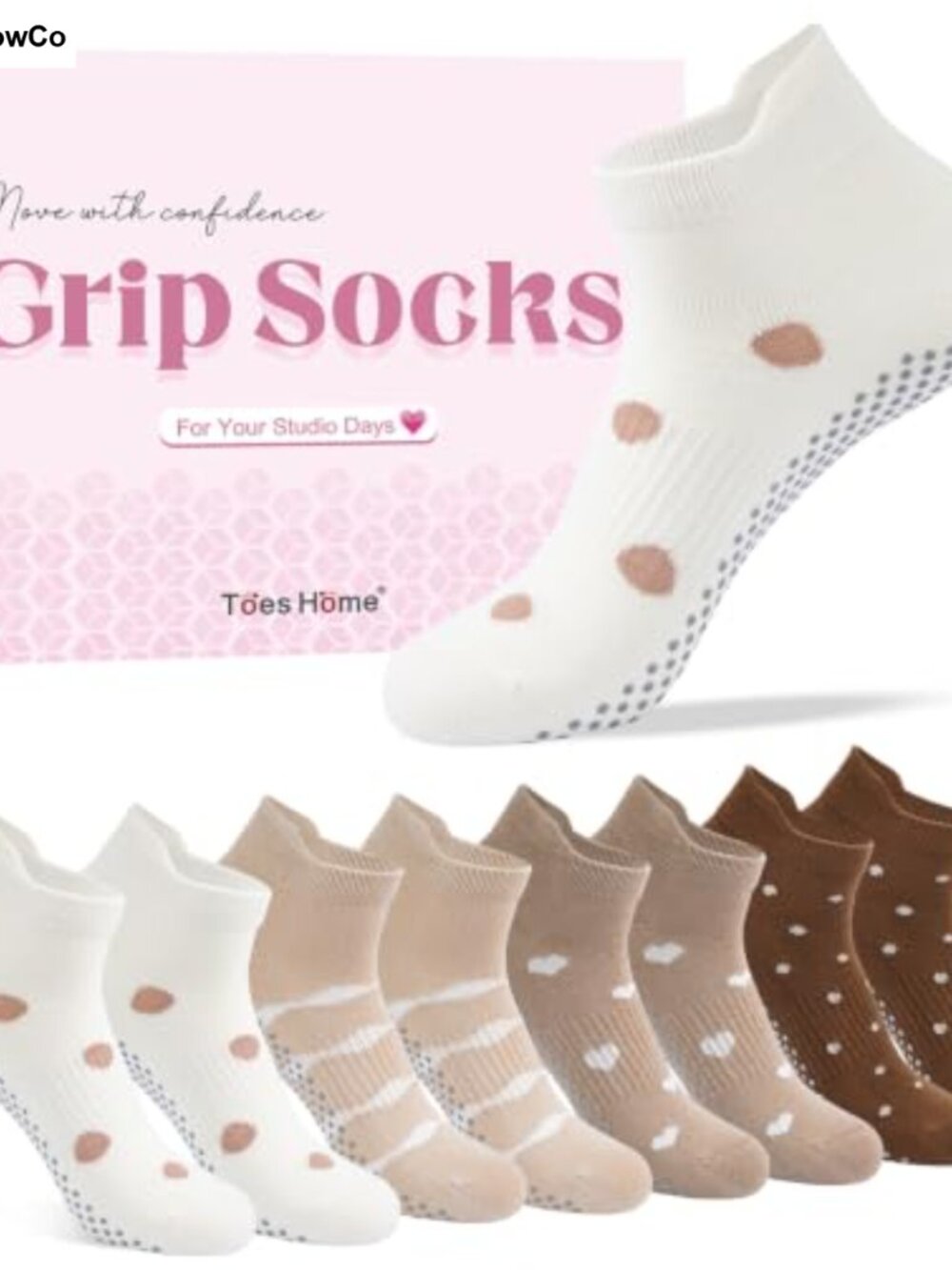 Non Slip Ankle Socks for Women, Pilates Yoga Grip Socks, Cotton Blend, Gift